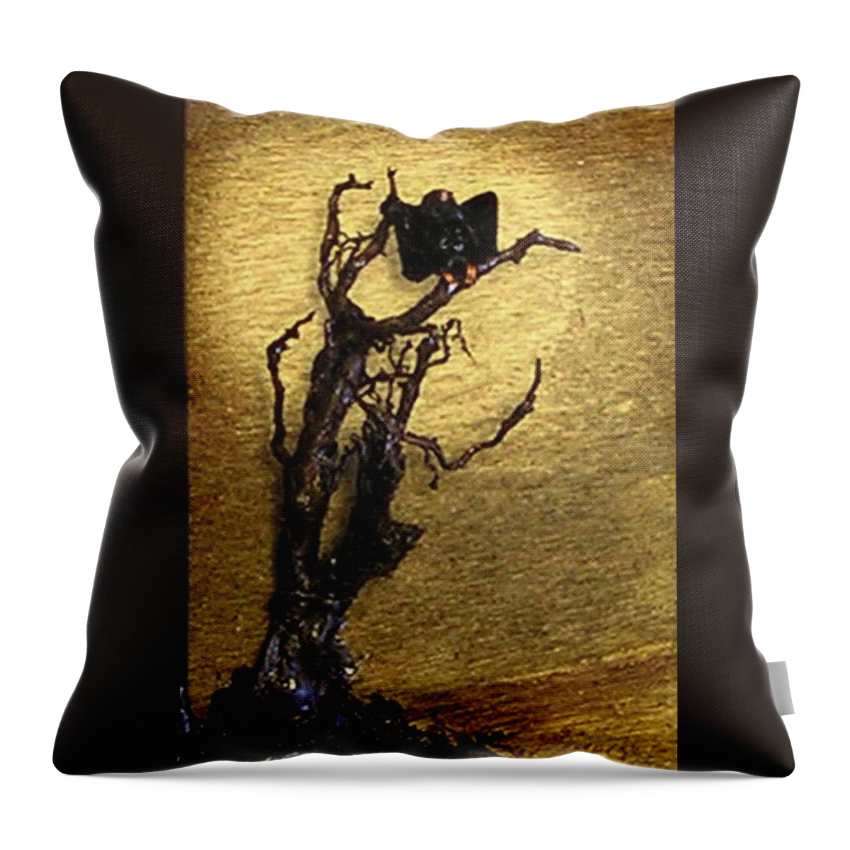 Vulture Throw Pillow featuring the mixed media Vulture with Textured Sun by Roger Swezey