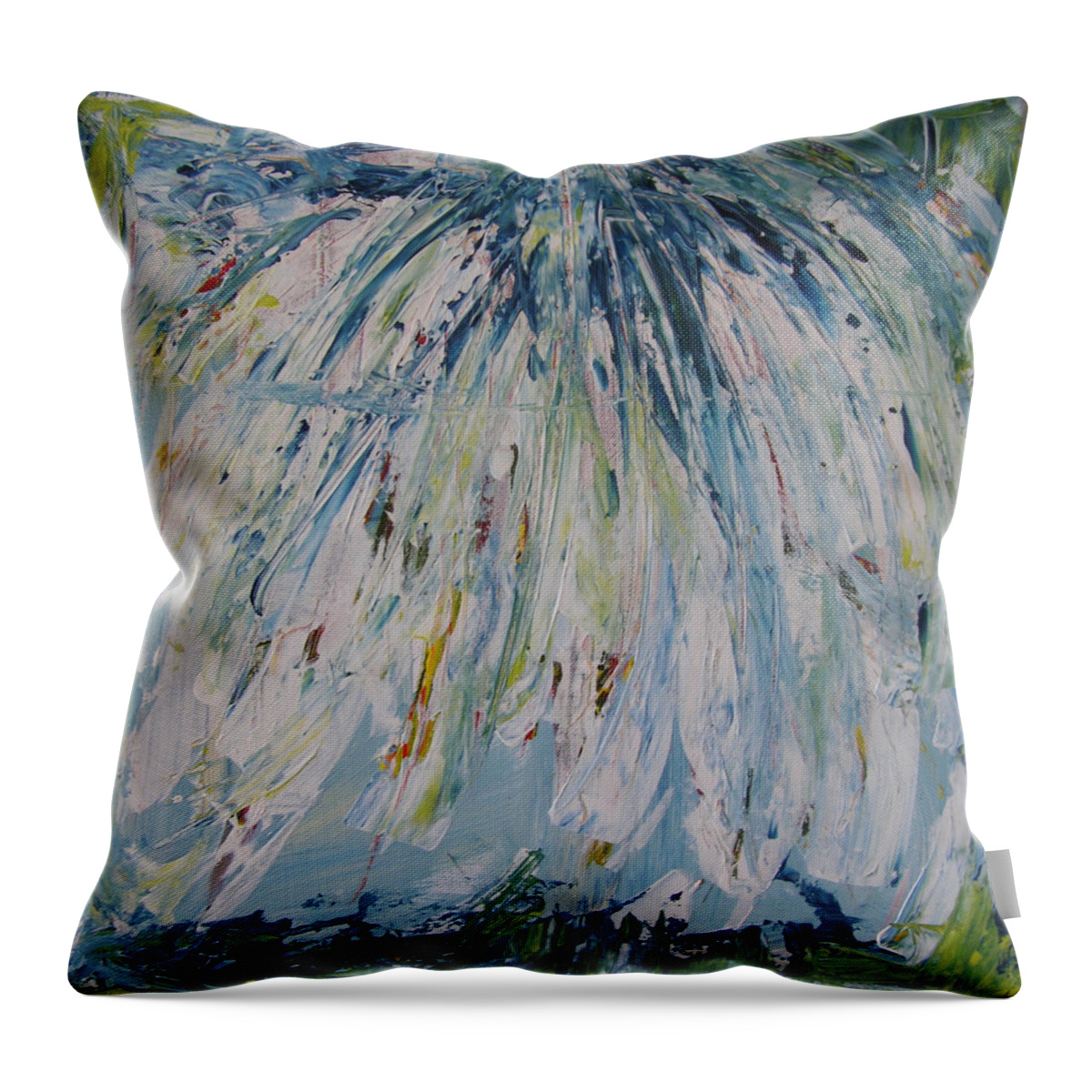 Abstract Painting Throw Pillow featuring the painting W24 - foru II by KUNST MIT HERZ Art with heart