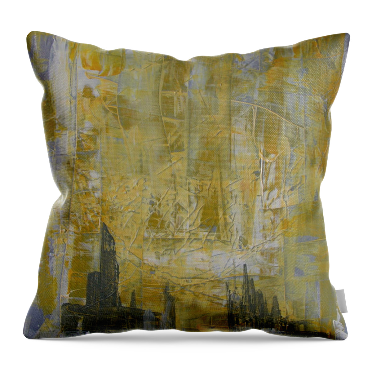 Abstract Painting Throw Pillow featuring the painting W27 - christine II by KUNST MIT HERZ Art with heart