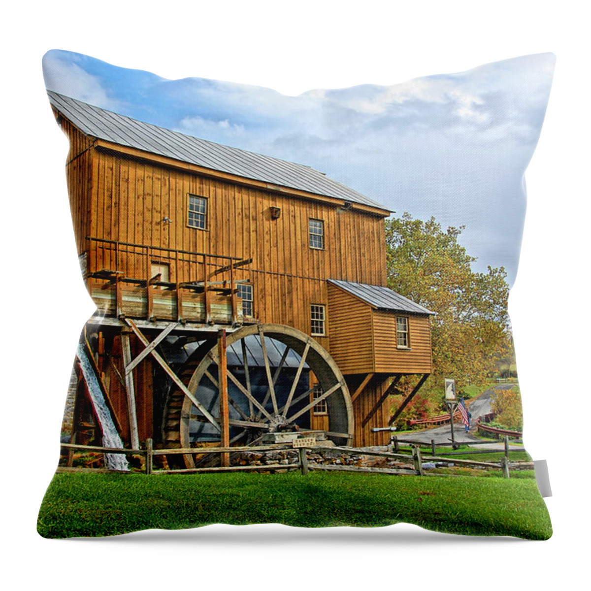 Wades Mill Throw Pillow featuring the photograph Wades Mill by Ben Prepelka