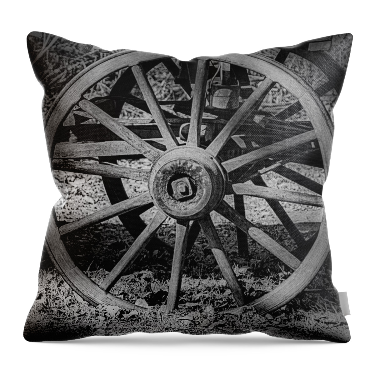 Jay Stockhaus Throw Pillow featuring the photograph Wagon Wheel by Jay Stockhaus