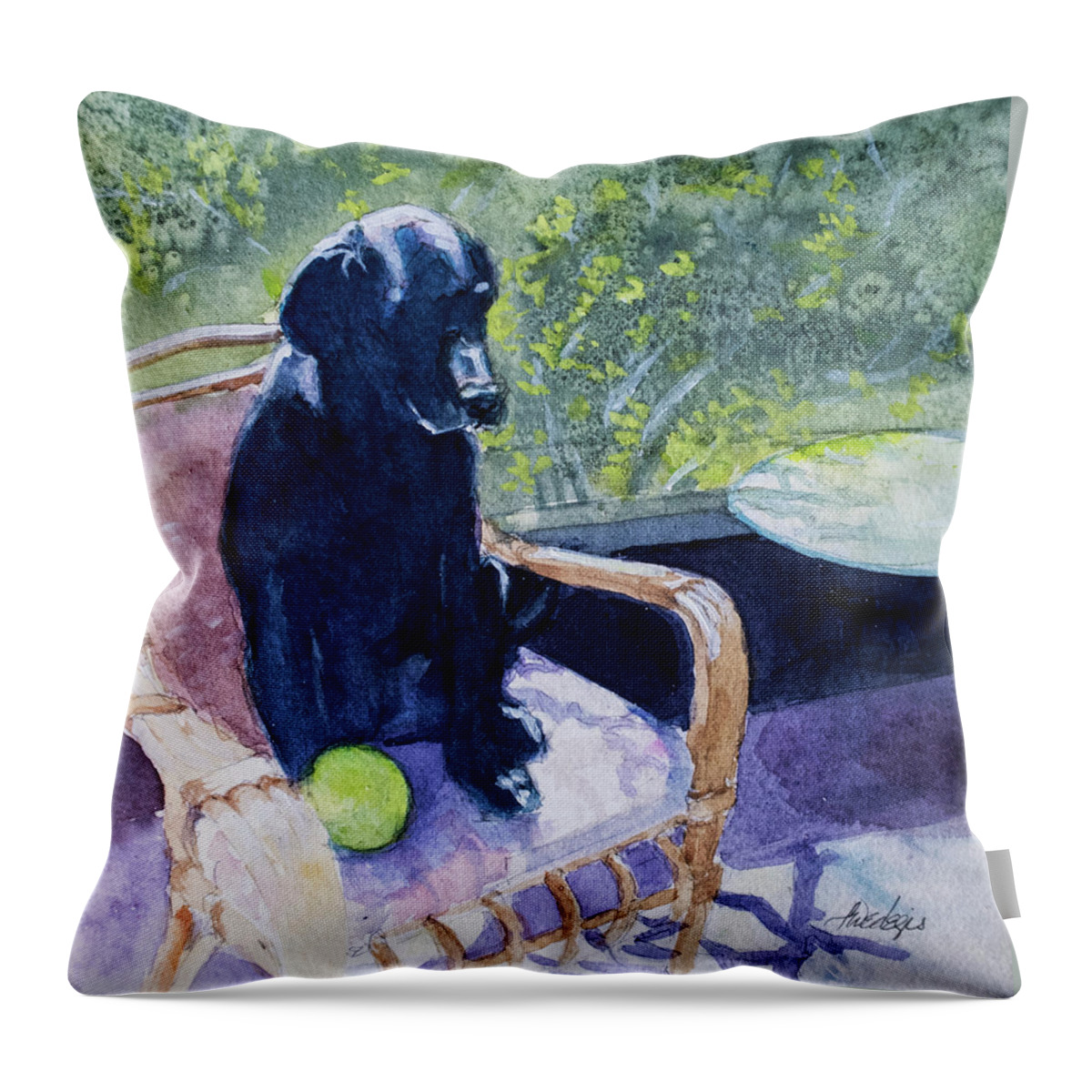 Black Throw Pillow featuring the painting Wait 1 Hour Before Swimming by Sheila Wedegis
