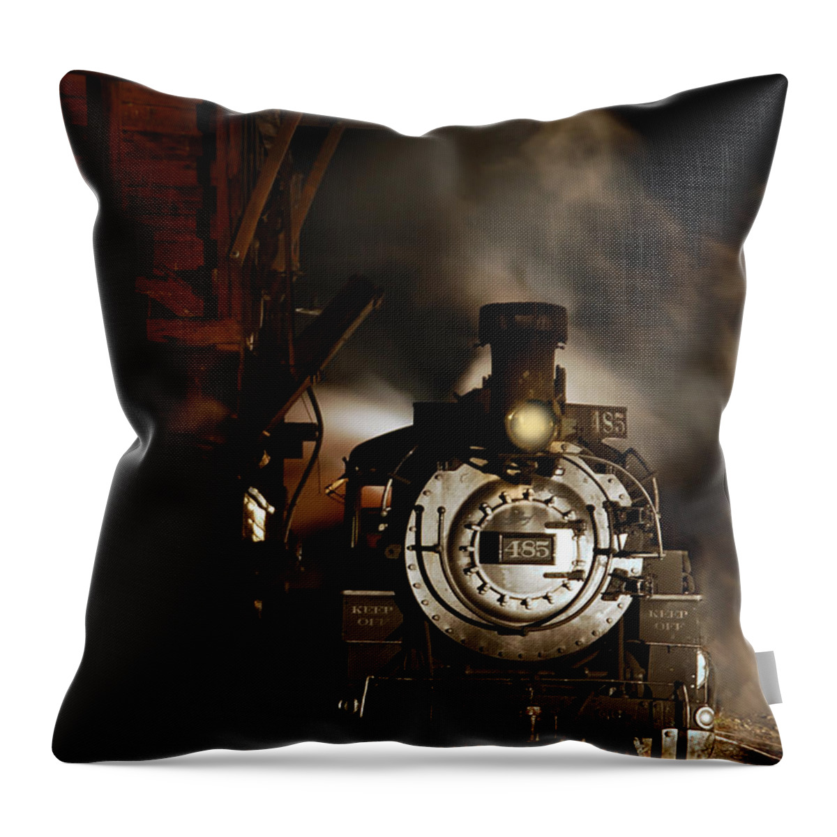 Steam Train Photographs Throw Pillow featuring the photograph Waiting for More Coal by Ken Smith