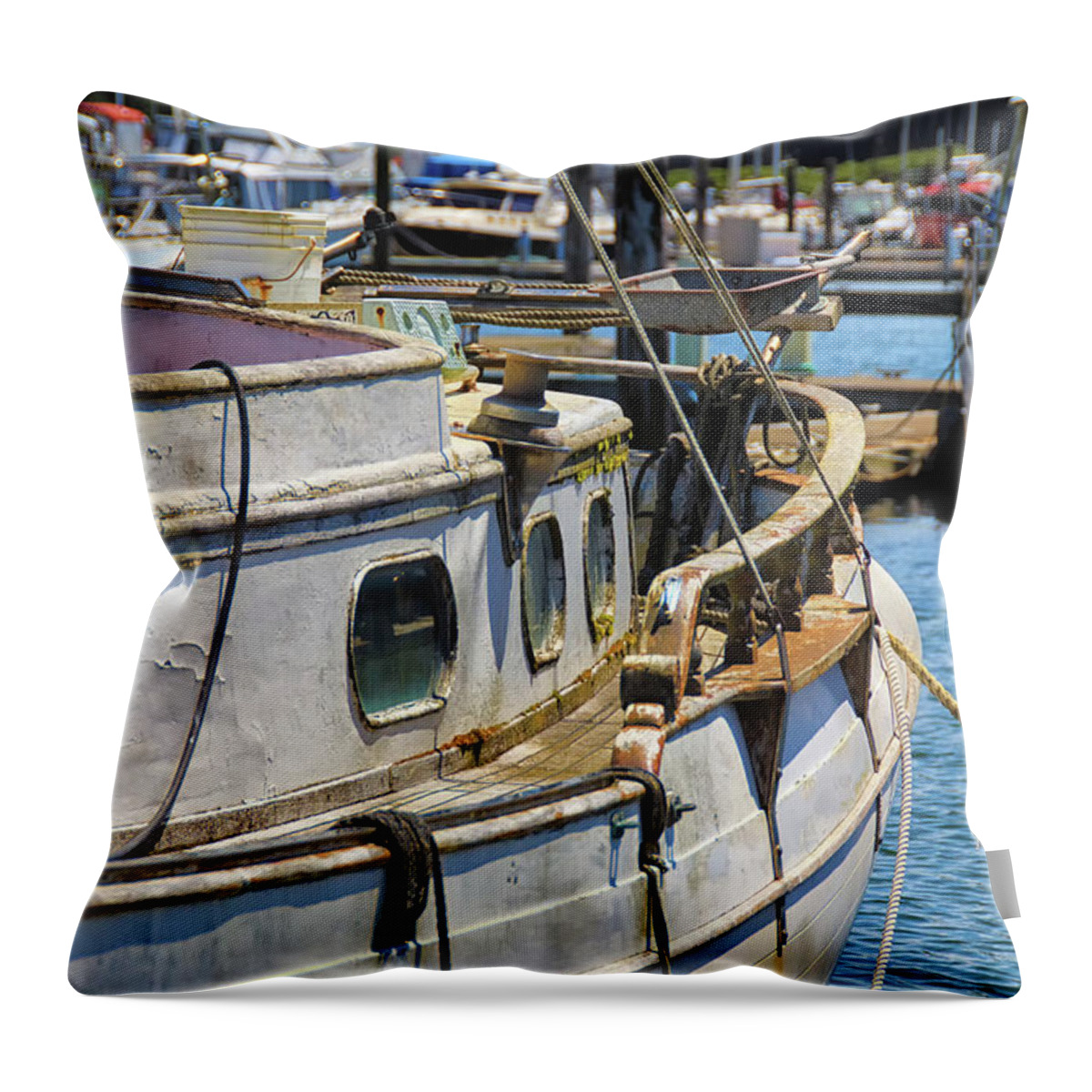 Abandoned Throw Pillow featuring the photograph Waiting for repair by Debra Baldwin