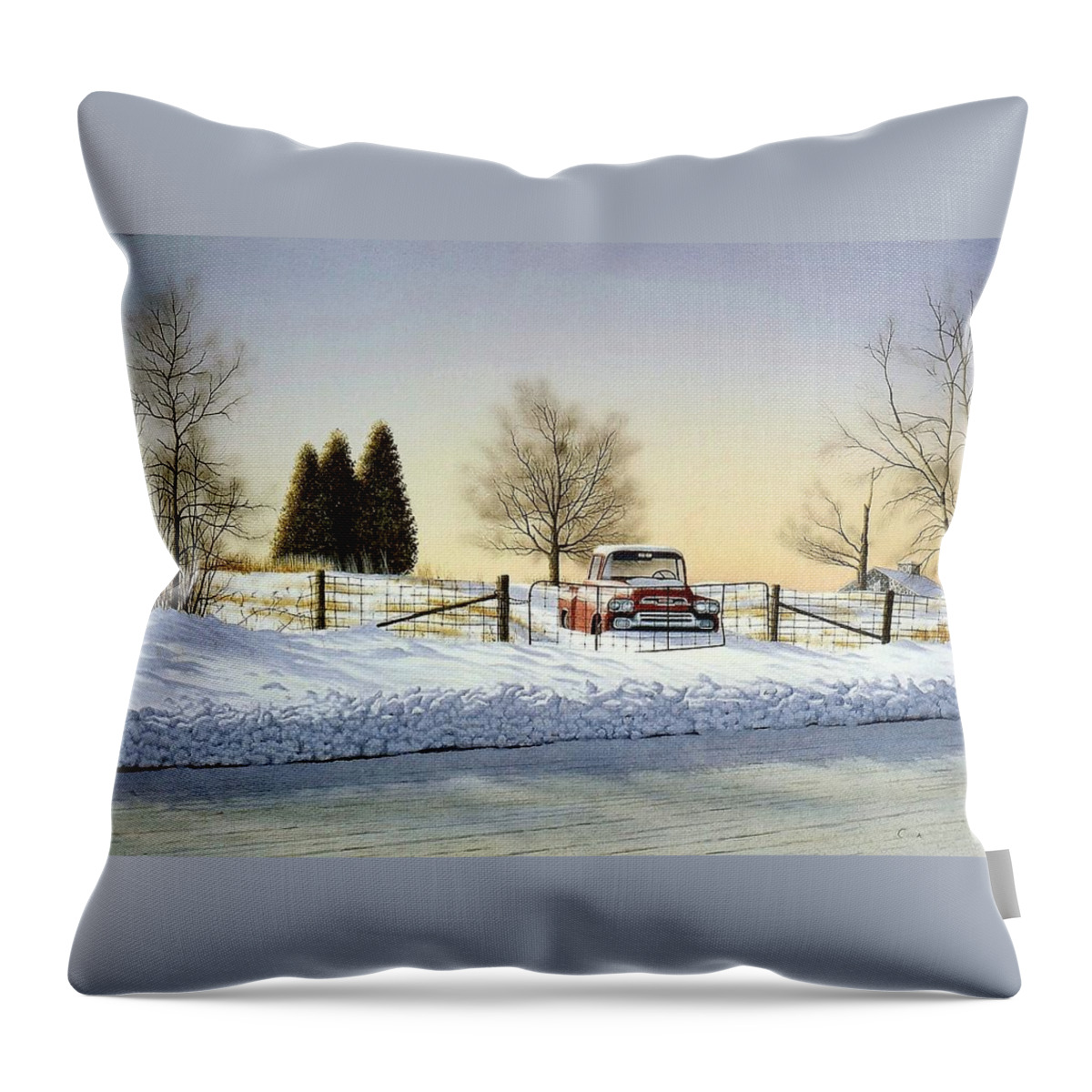 Landscape Throw Pillow featuring the painting Waiting for Spring by Conrad Mieschke