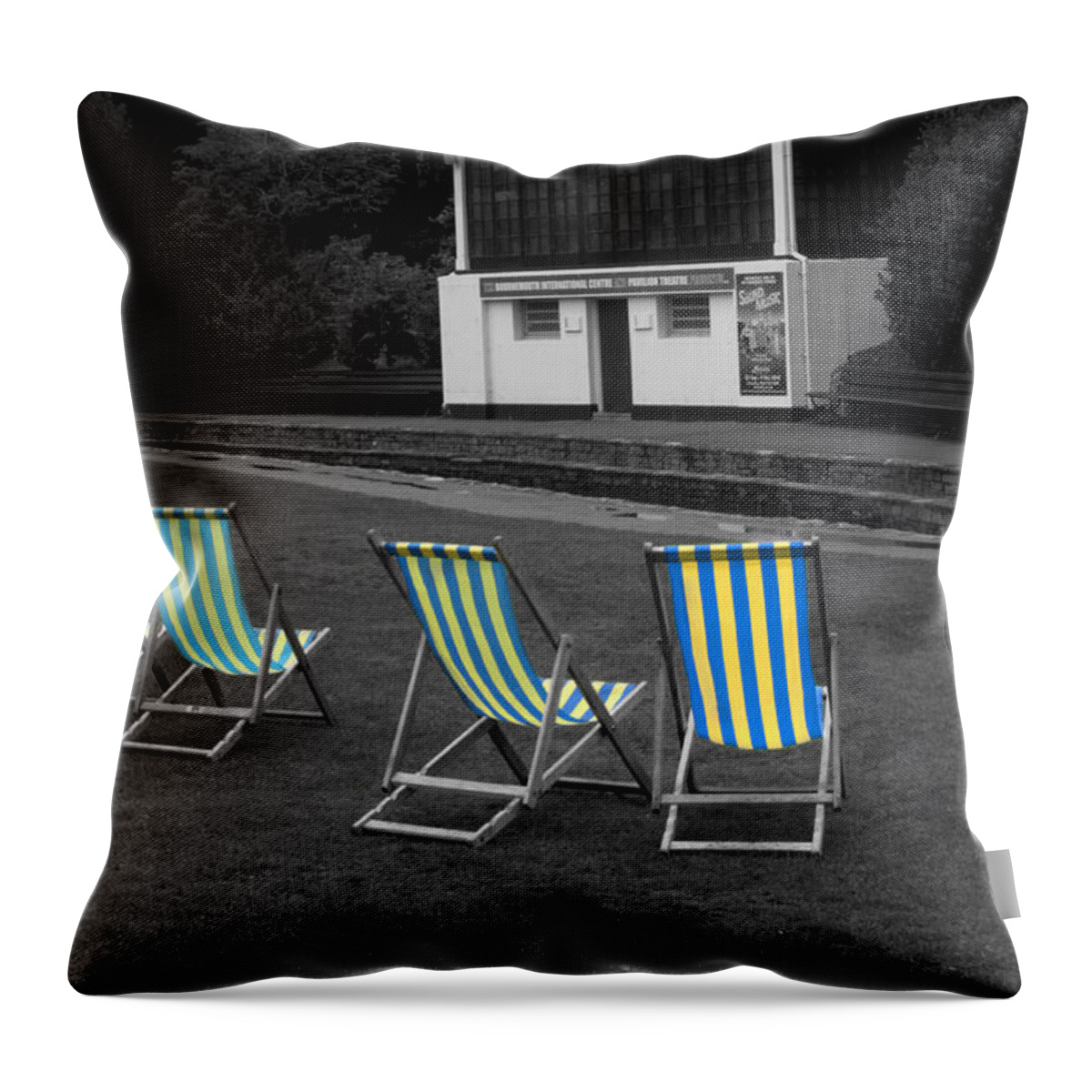 Deckchair Throw Pillow featuring the photograph Waiting for the Band by Chris Day