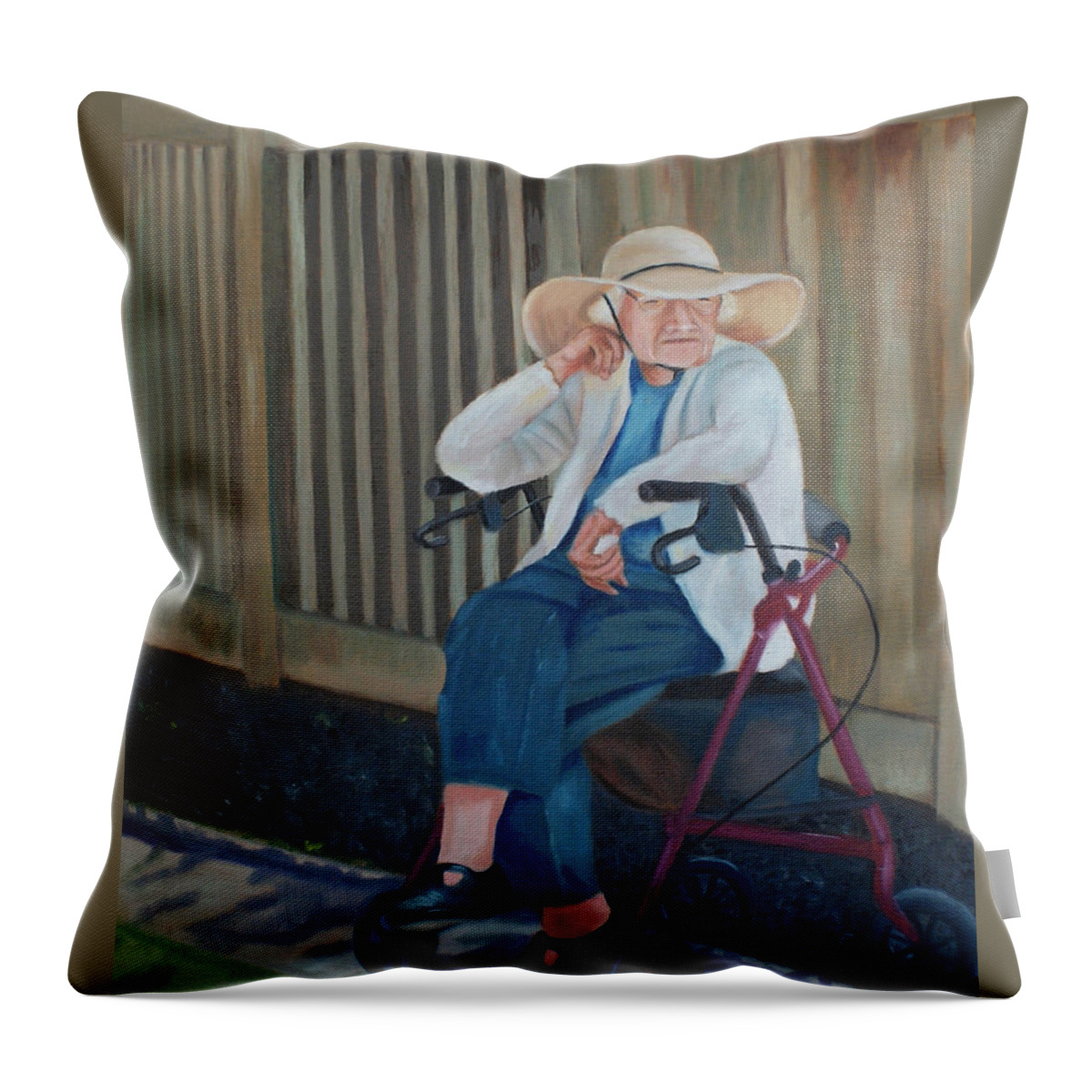 People Throw Pillow featuring the painting Waiting by Jill Ciccone Pike