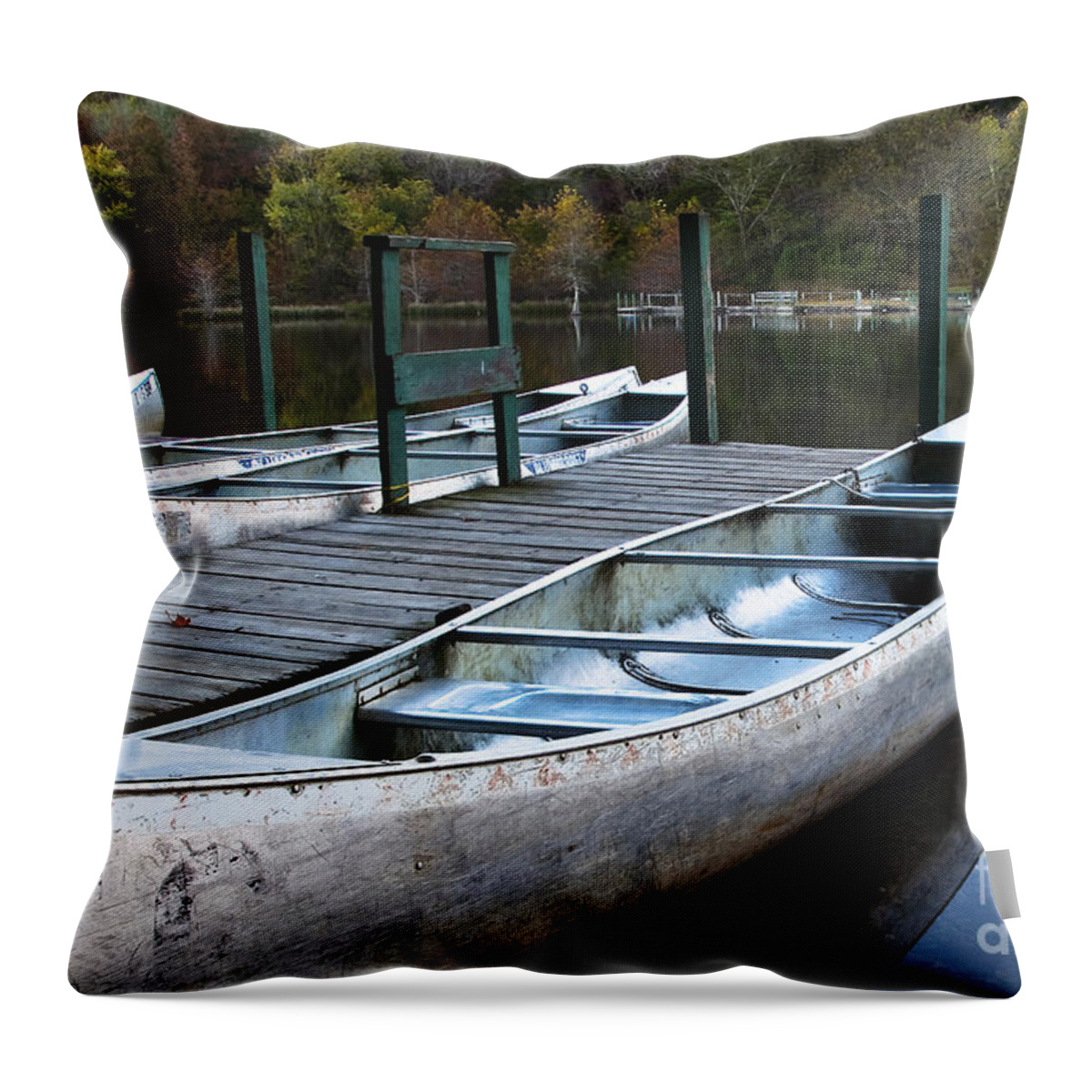 Canoe Throw Pillow featuring the photograph Waiting by Tamyra Ayles