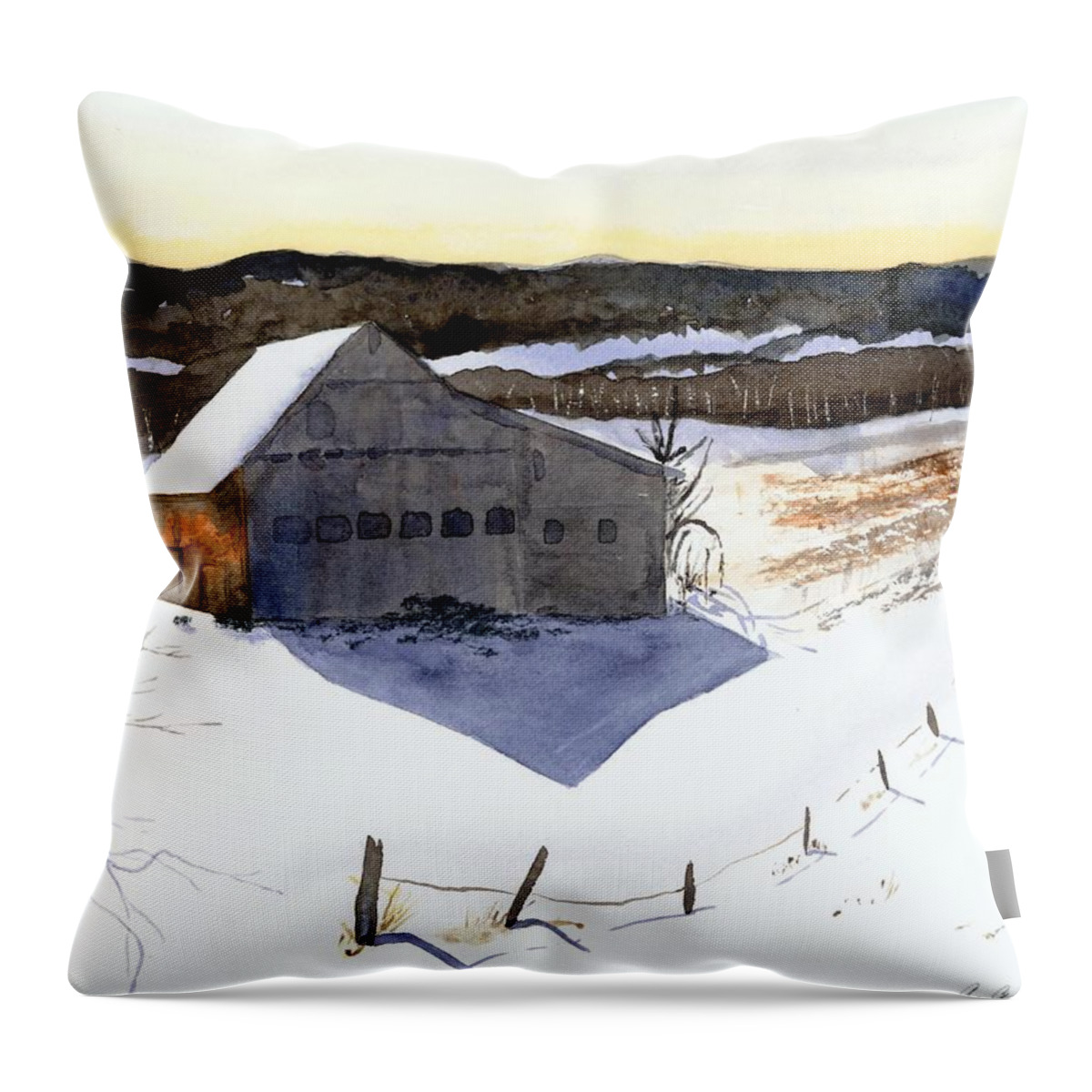 Barn Throw Pillow featuring the painting Waitsfield Barn by Amanda Amend
