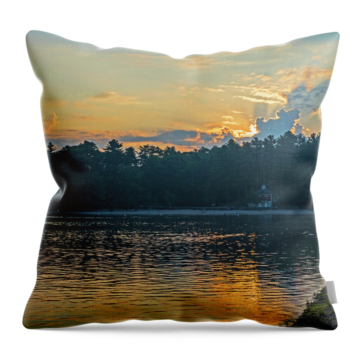 Walden Throw Pillow featuring the photograph Walden Pond Sunrise Concord MA by Toby McGuire