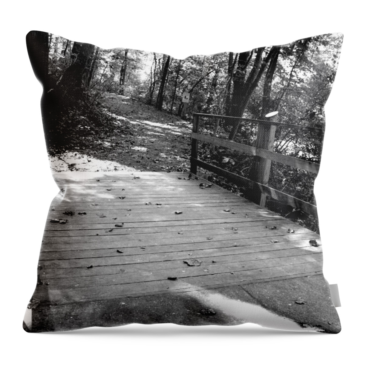 Green Way Throw Pillow featuring the photograph Walk this Way in Black and White by Ali Baucom