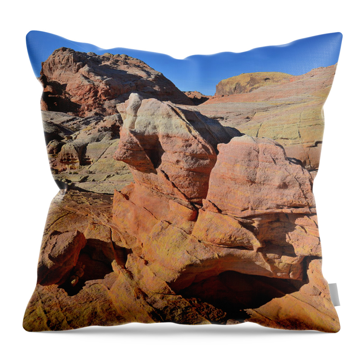 Valley Of Fire State Park Throw Pillow featuring the photograph Walking Among the Sandstone Forms of Valley of Fire by Ray Mathis