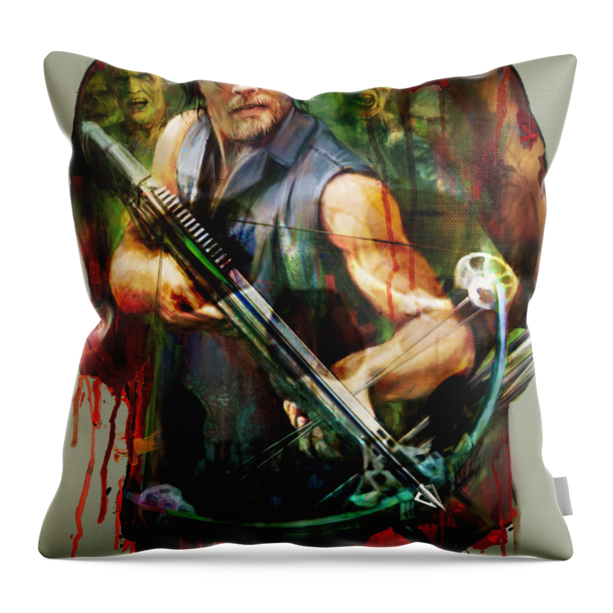 Wall Art Throw Pillow featuring the painting Walking Dead Mask by Robert Corsetti