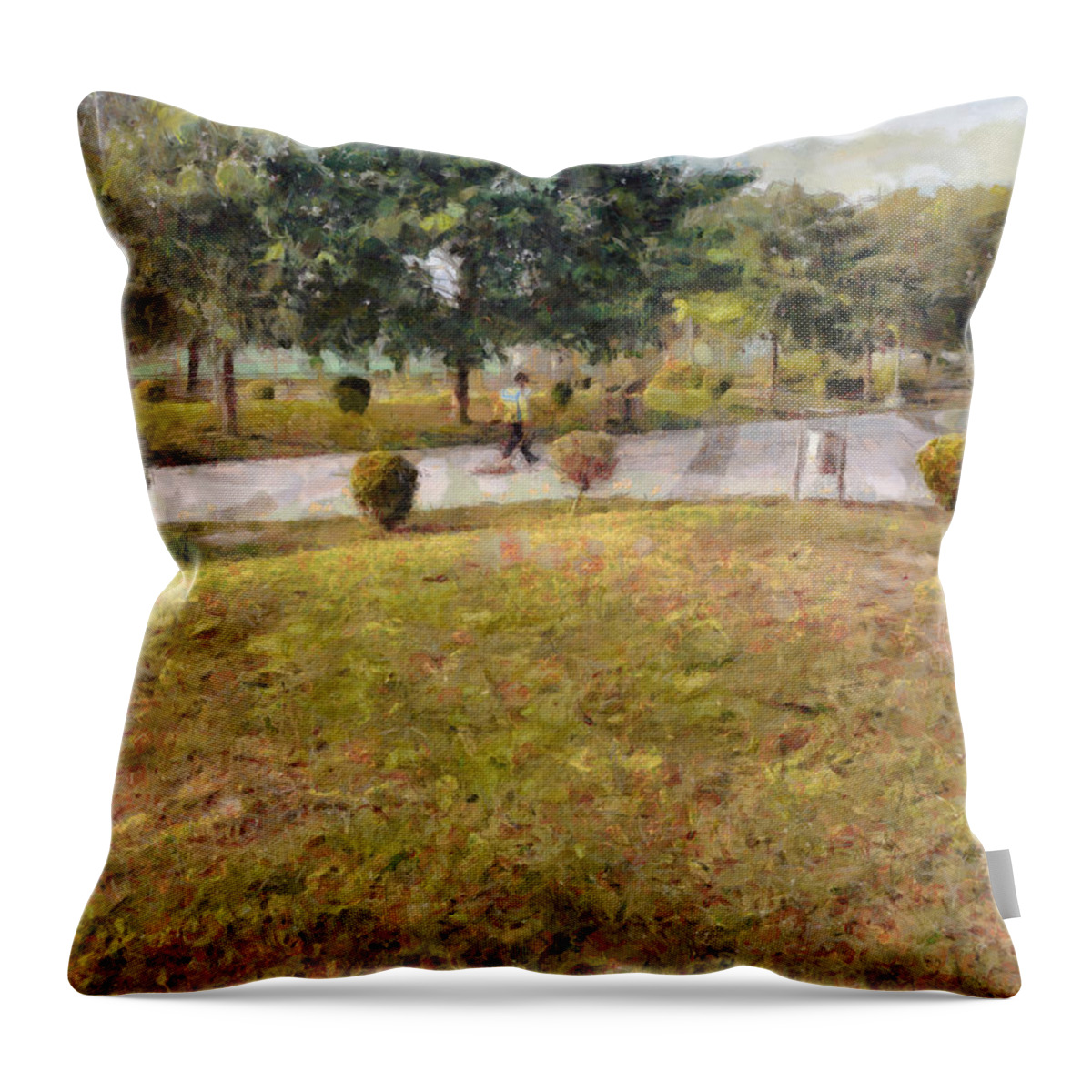 Walk Throw Pillow featuring the photograph Walking path and greenery by Ashish Agarwal