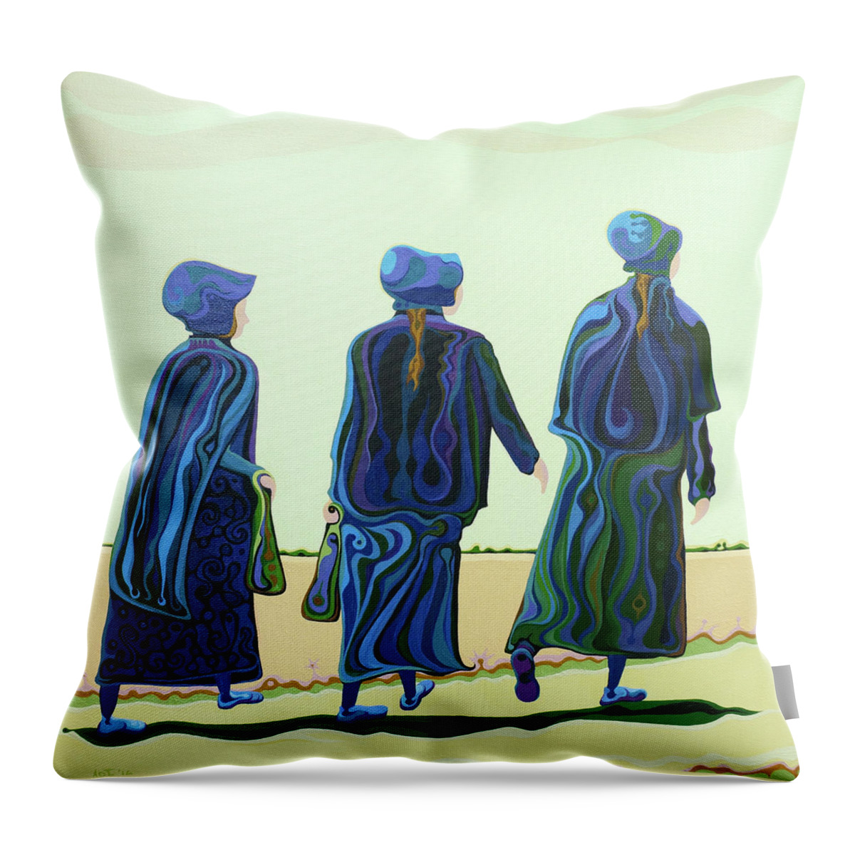 Landscape Throw Pillow featuring the painting Walking the Walk by Amy Ferrari