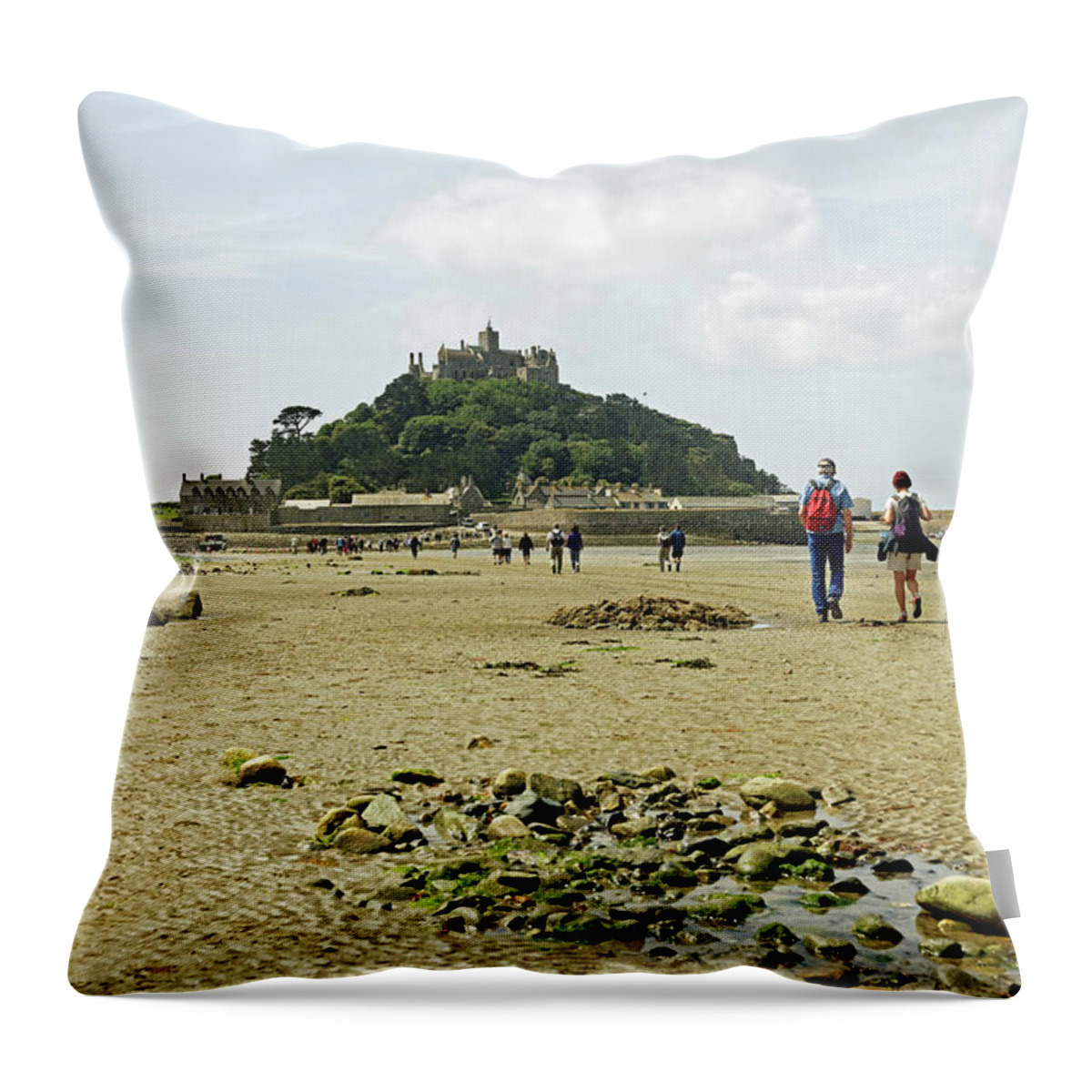 Britain Throw Pillow featuring the photograph Walking To St Michael's Mount by Rod Johnson