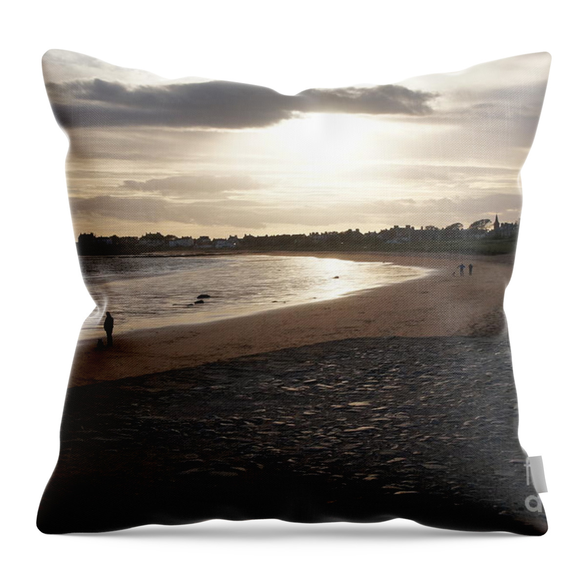 Elie And Earlsferry Throw Pillow featuring the photograph Walking Toward the Sunset by Elena Perelman