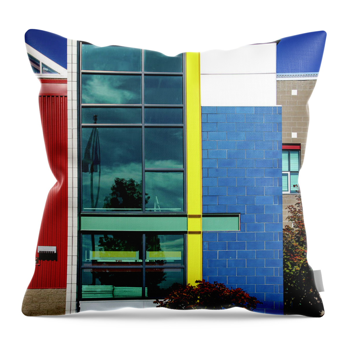 Facade Throw Pillow featuring the photograph Wall Facade Architectural Abstract by Aashish Vaidya