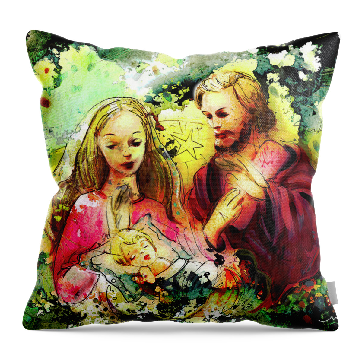 Travel Throw Pillow featuring the painting Wall Icon In Malta 02 bis by Miki De Goodaboom