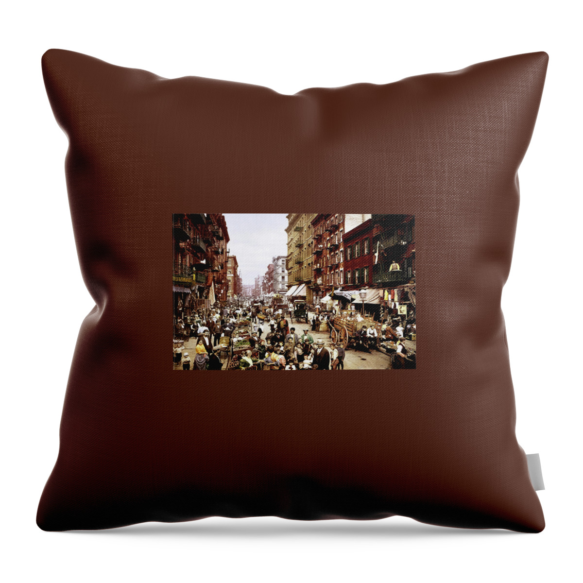 Wall Street 1900 Throw Pillow featuring the photograph Wall street 1900 by Imagery-at- Work