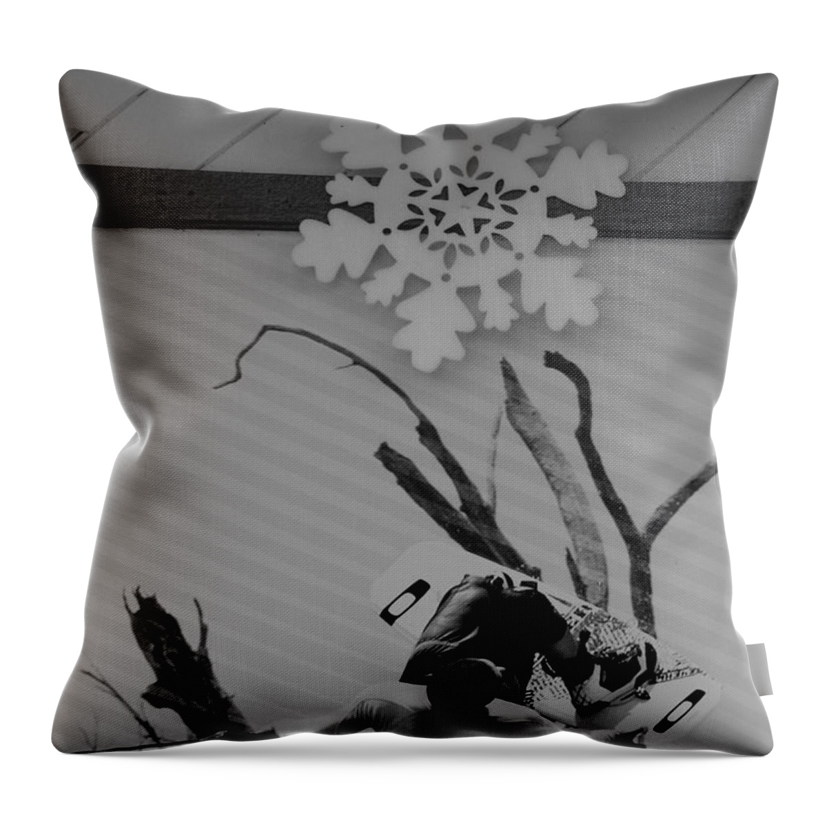 Snow Flake Throw Pillow featuring the photograph Wall Surfing With A Snow Flake by Rob Hans