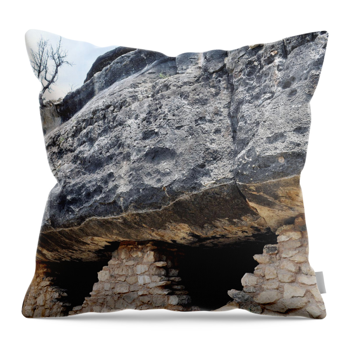 Walnut Canyon National Monument Throw Pillow featuring the photograph Walnut Canyon National Monument Cliff Dwellings by Kyle Hanson