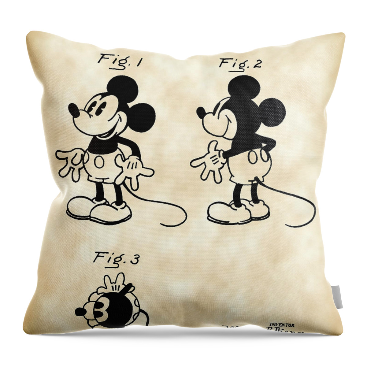 Mickey Mouse Throw Pillow featuring the digital art Walt Disney Mickey Mouse Patent 1929 - Vintage by Stephen Younts