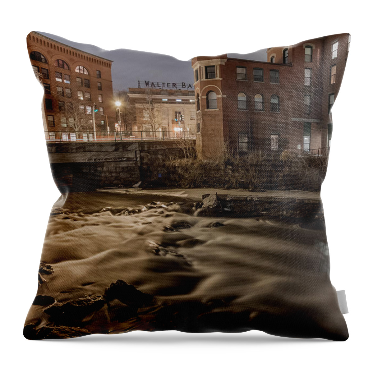 Boston Throw Pillow featuring the photograph Walter Baker Chocolate Factory by Brian MacLean