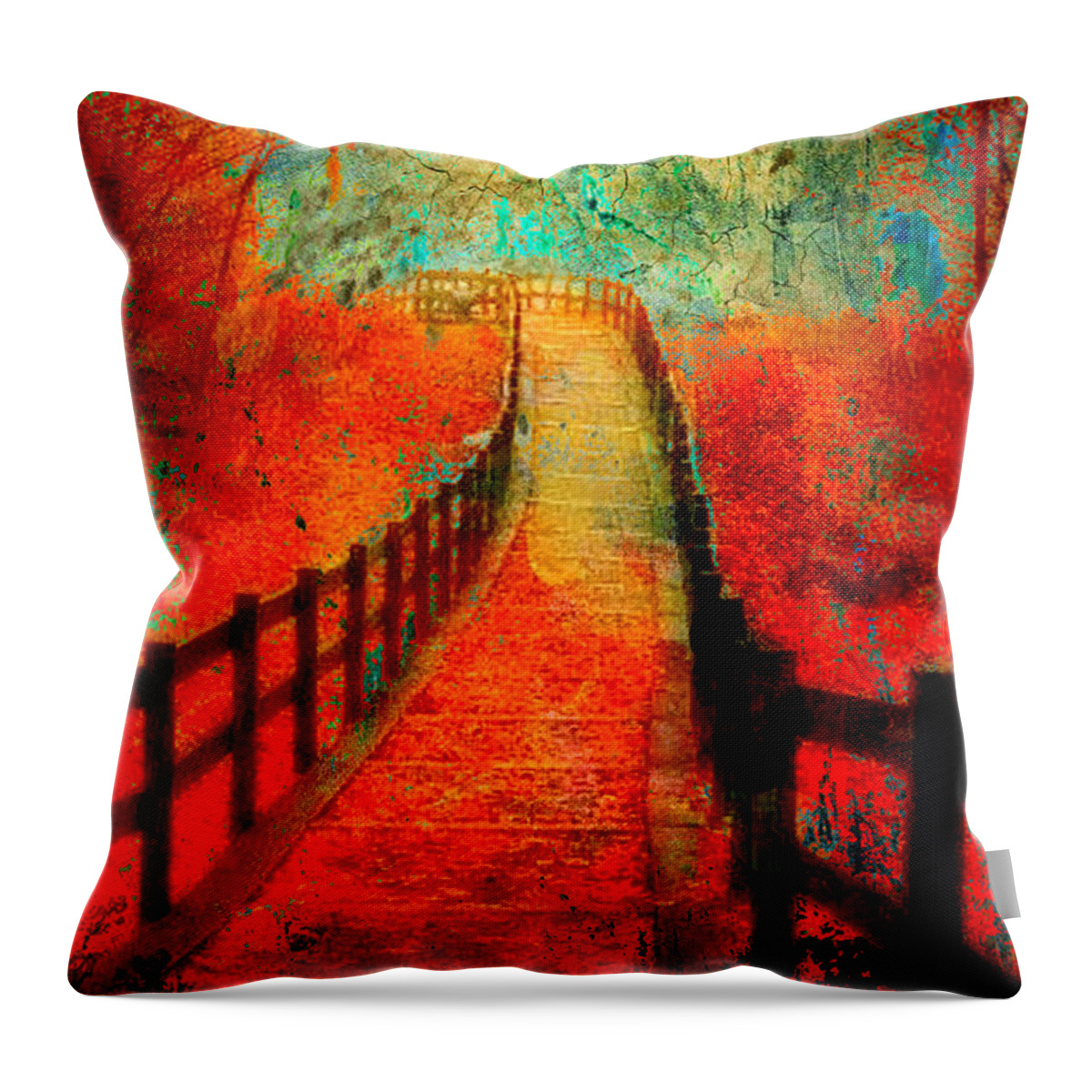 Bridge Throw Pillow featuring the digital art Wander Bridge by Greg Sharpe