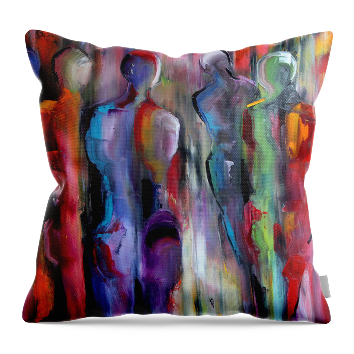 Figurative Painted Pull Throw Pillow featuring the painting Wanderers by Laurie Pace