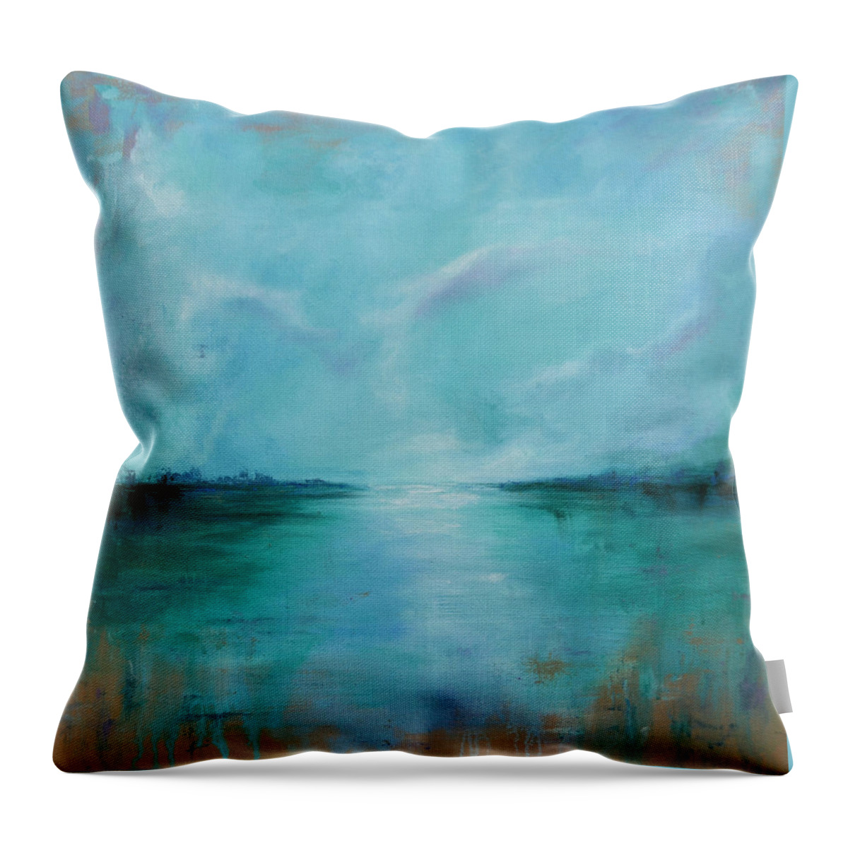 Landscape Throw Pillow featuring the painting Wandering by Joanne Grant