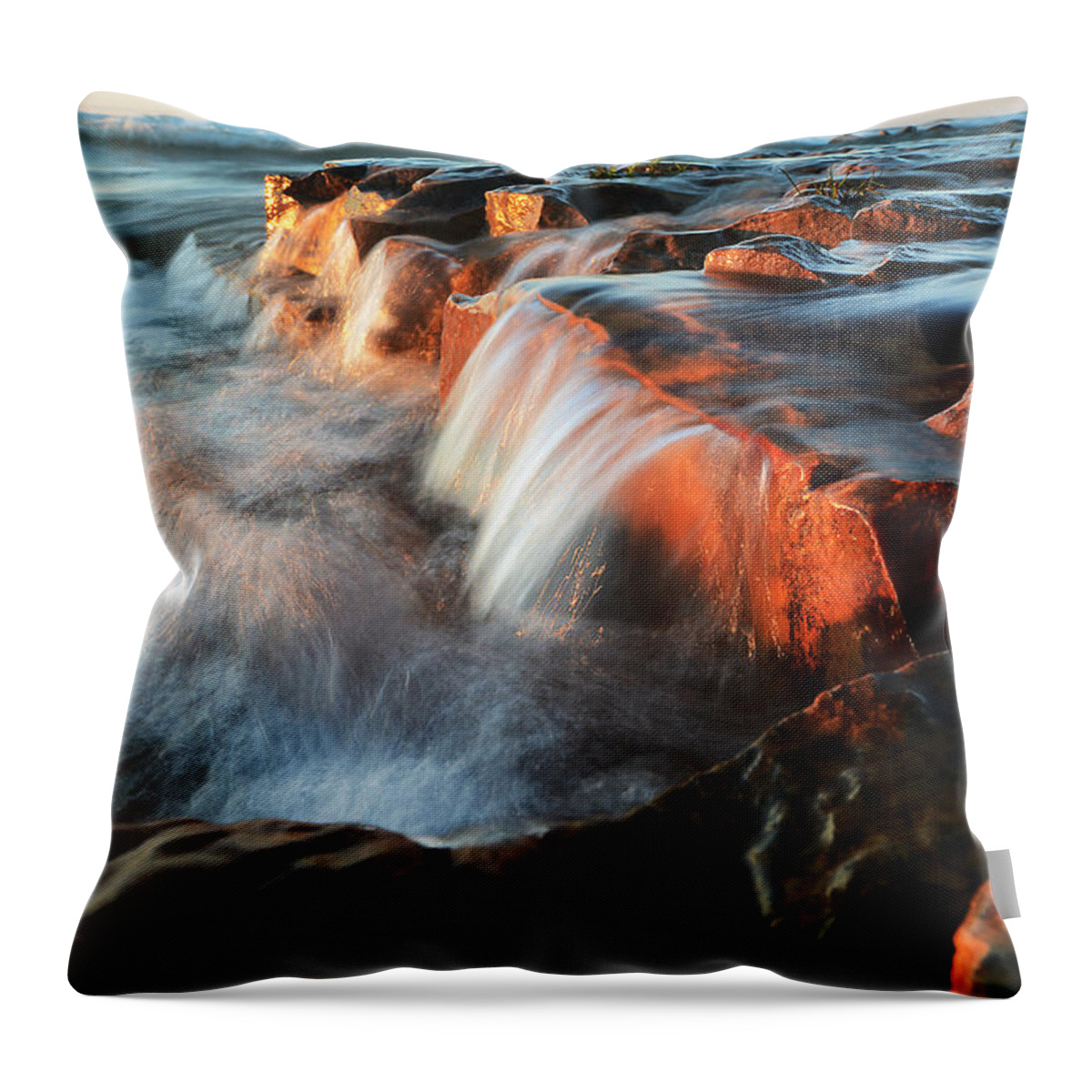 Georgian Bay Throw Pillow featuring the photograph Wards Beach waterfall-2 by Steve Somerville