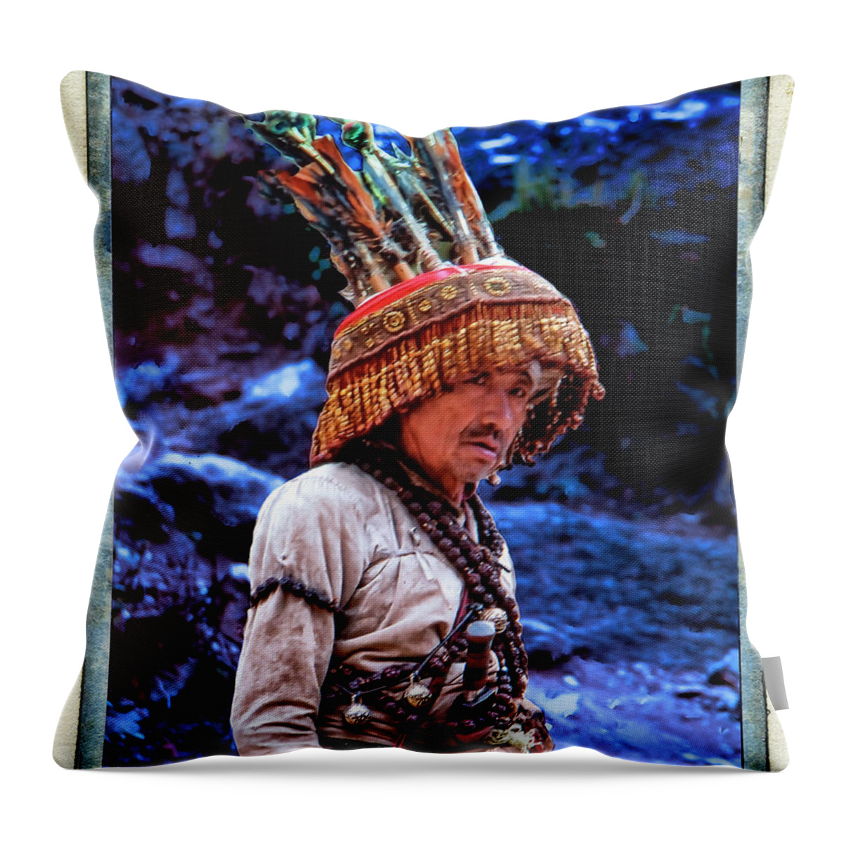 Vintage Polaroid Throw Pillow featuring the photograph Warlock by Dominic Piperata