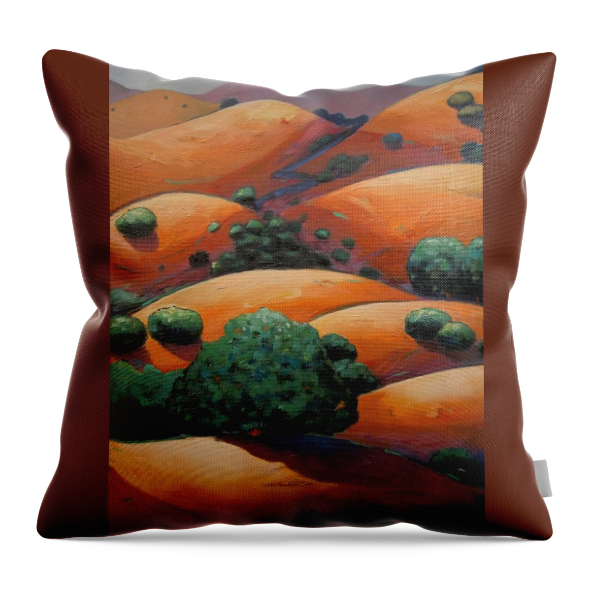 California Landscape Throw Pillow featuring the painting Warm Afternoon Light on CA Hillside by Gary Coleman