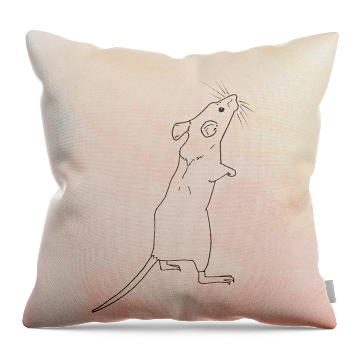 Mouse Throw Pillow featuring the painting Warm Mouse by Stefanie Forck