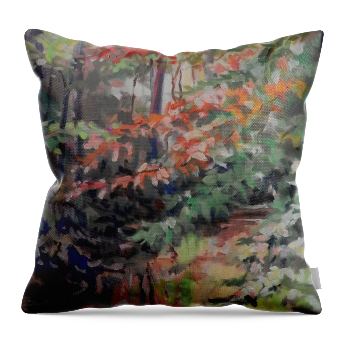 Landscape Throw Pillow featuring the painting Warm Reflections Sabbath Creek by Martha Tisdale