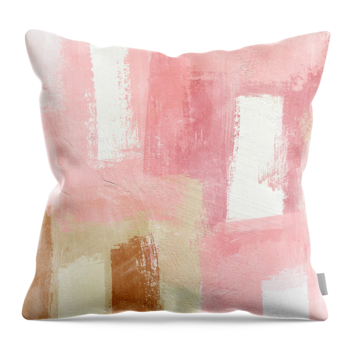 Abstract Painting Throw Pillow featuring the painting Warm Spring 2- Abstract Art by Linda Woods by Linda Woods