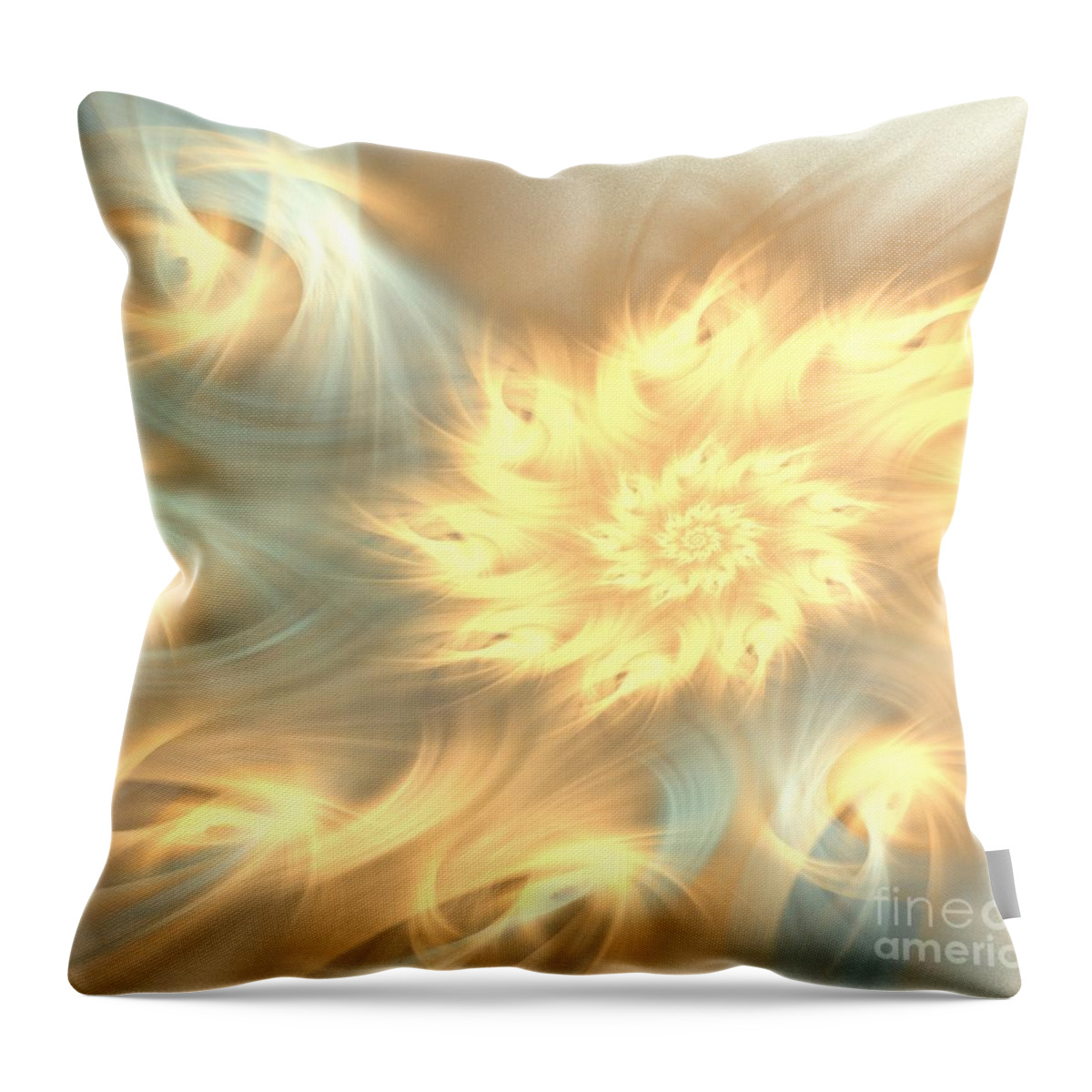 Apophysis Throw Pillow featuring the digital art Warm Sunny Spiral by Kim Sy Ok