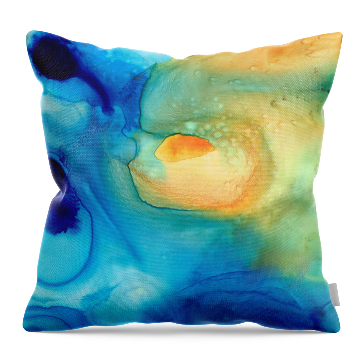 Abstract Throw Pillow featuring the painting Warm Tides - Abstract Art By Sharon Cummings by Sharon Cummings