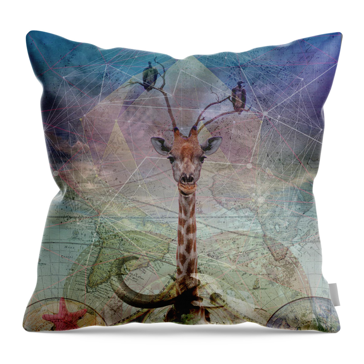 Warning Throw Pillow featuring the digital art Warning by Linda Carruth
