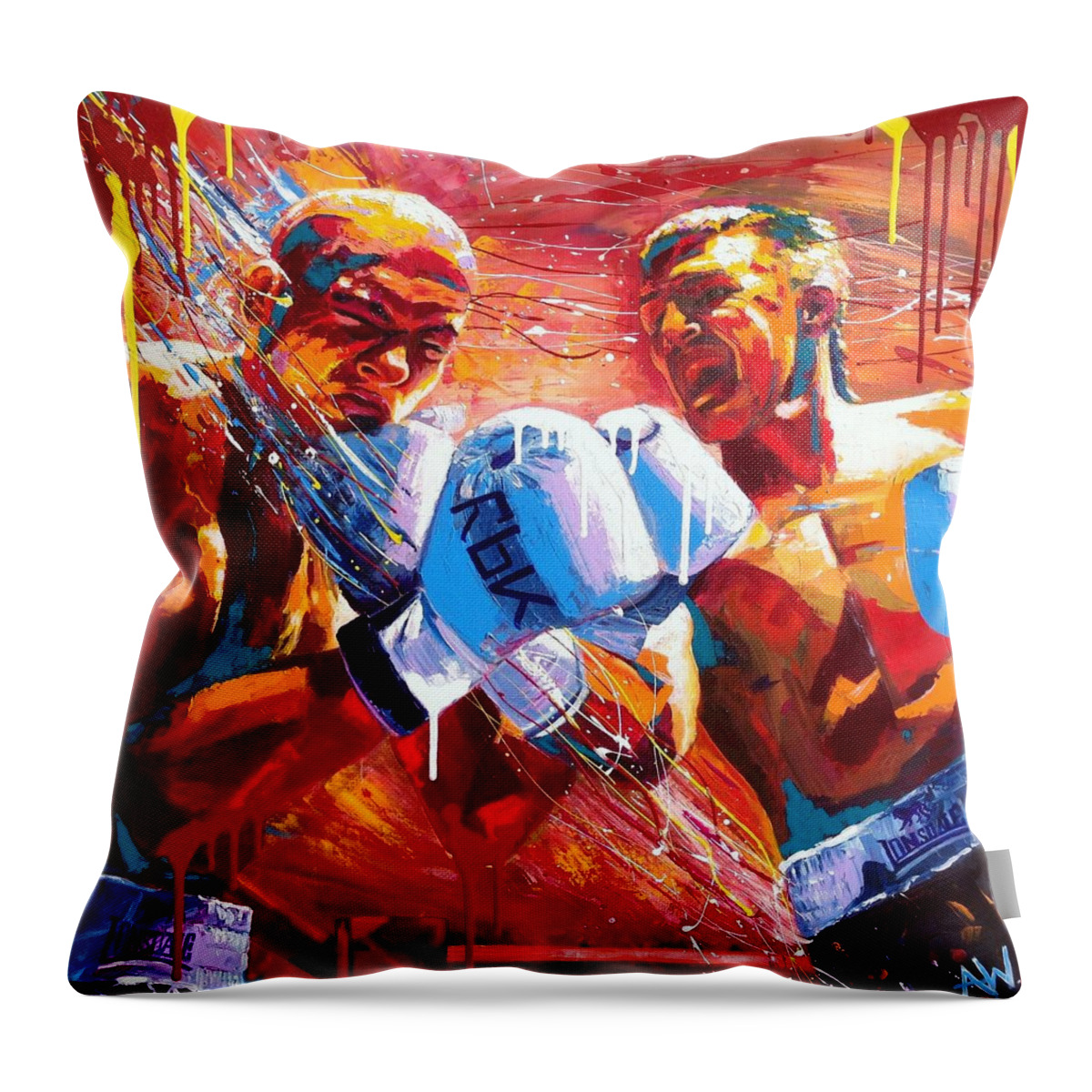 Art Throw Pillow featuring the painting Warriors by Angie Wright