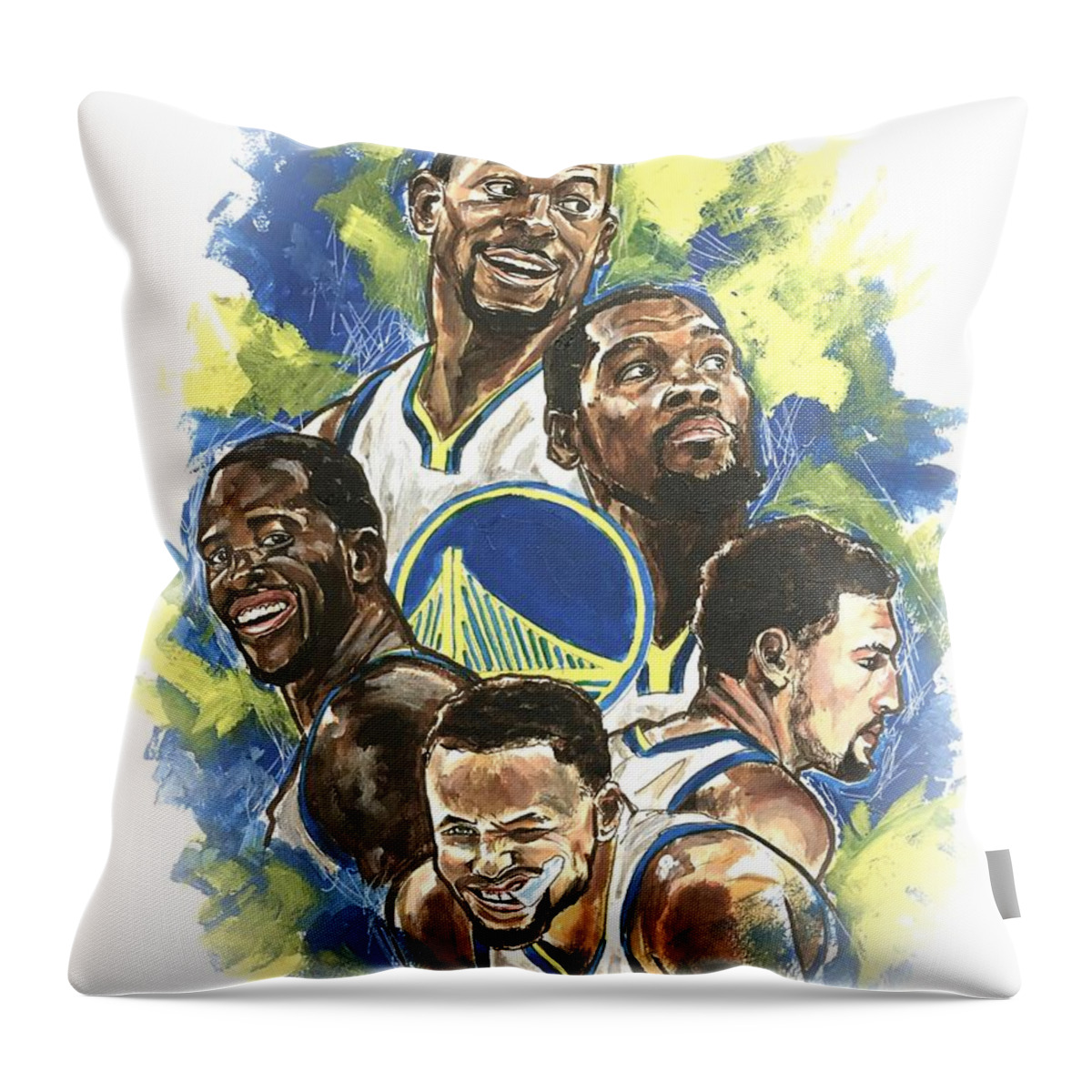 Golden State Warriors Throw Pillow featuring the painting Warriors by Joel Tesch