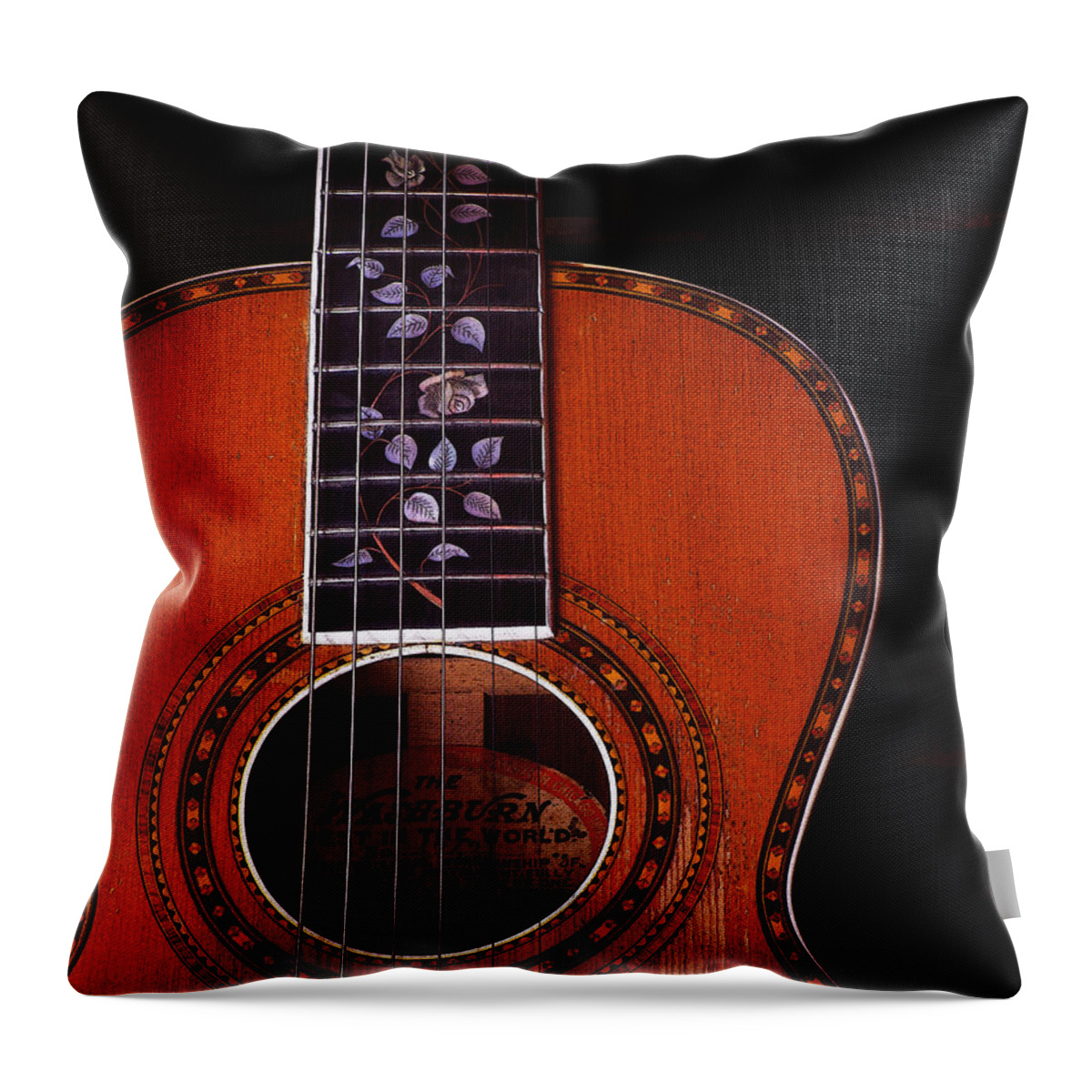 Guitar Throw Pillow featuring the photograph Washburn Guitar by Jim Mathis