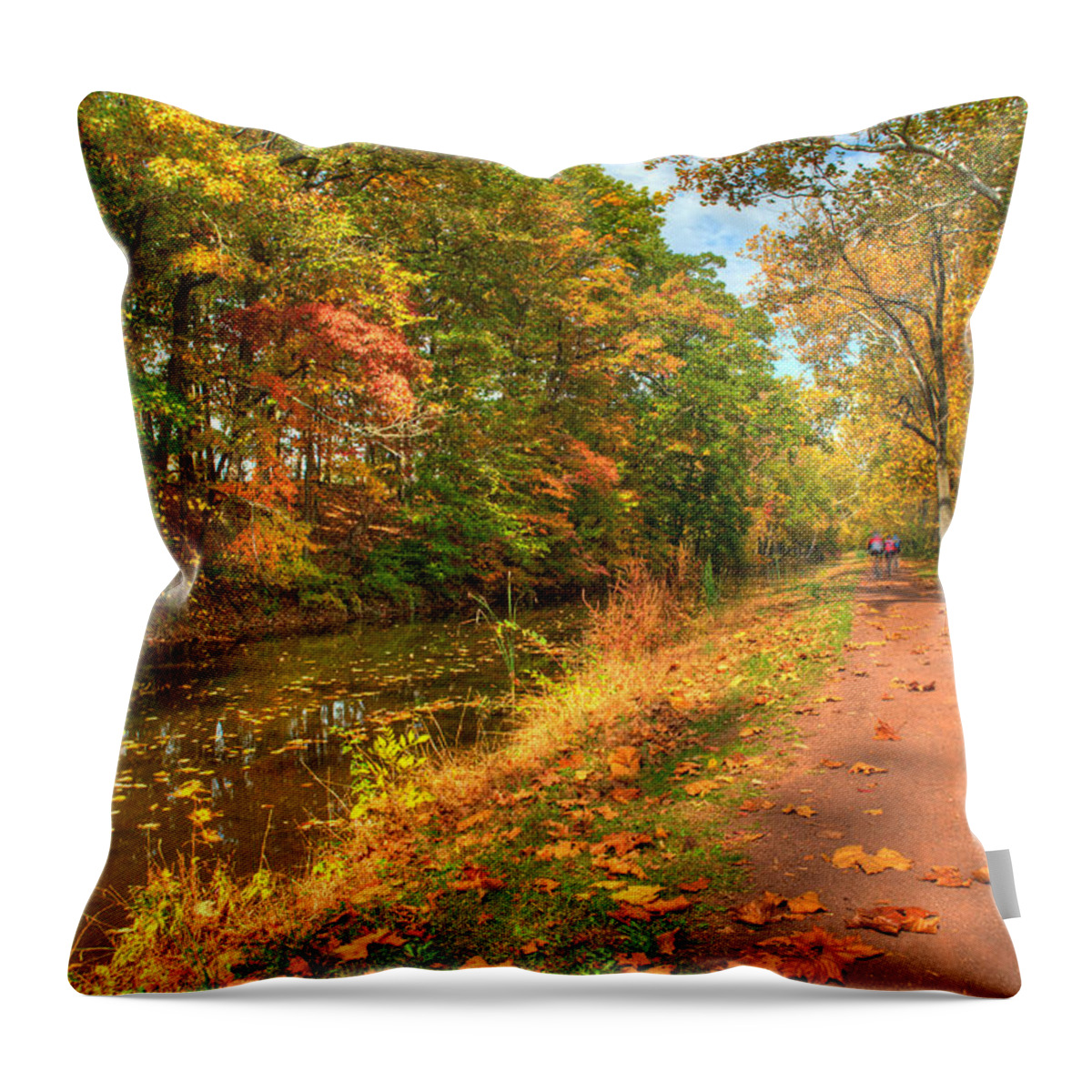 Washington Crossing Throw Pillow featuring the photograph Washington Crossing Park by William Jobes