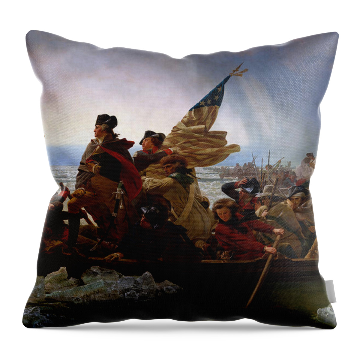 George Throw Pillow featuring the painting Washington Crossing the Delaware River by Emmanuel Gottlieb Leutze