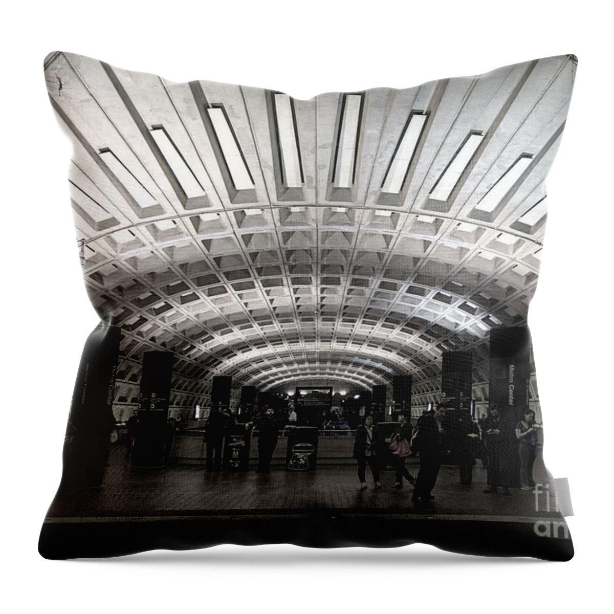 Dc Metro Throw Pillow featuring the photograph Washington DC Metro Metro Center Stop by Art Whitton