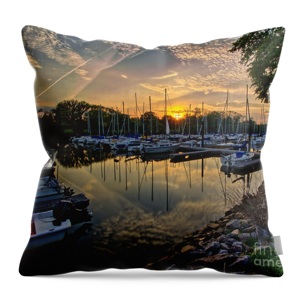Sunsets Throw Pillow featuring the photograph Washington Sailing Marina by Rod Best