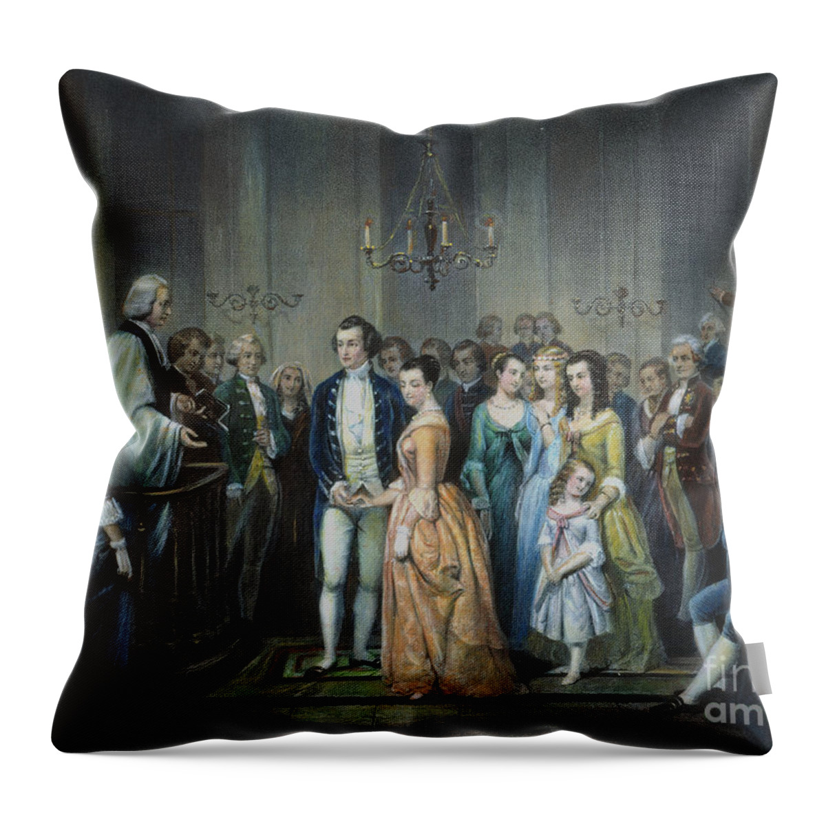 1759 Throw Pillow featuring the photograph Washingtons Marriage by Granger