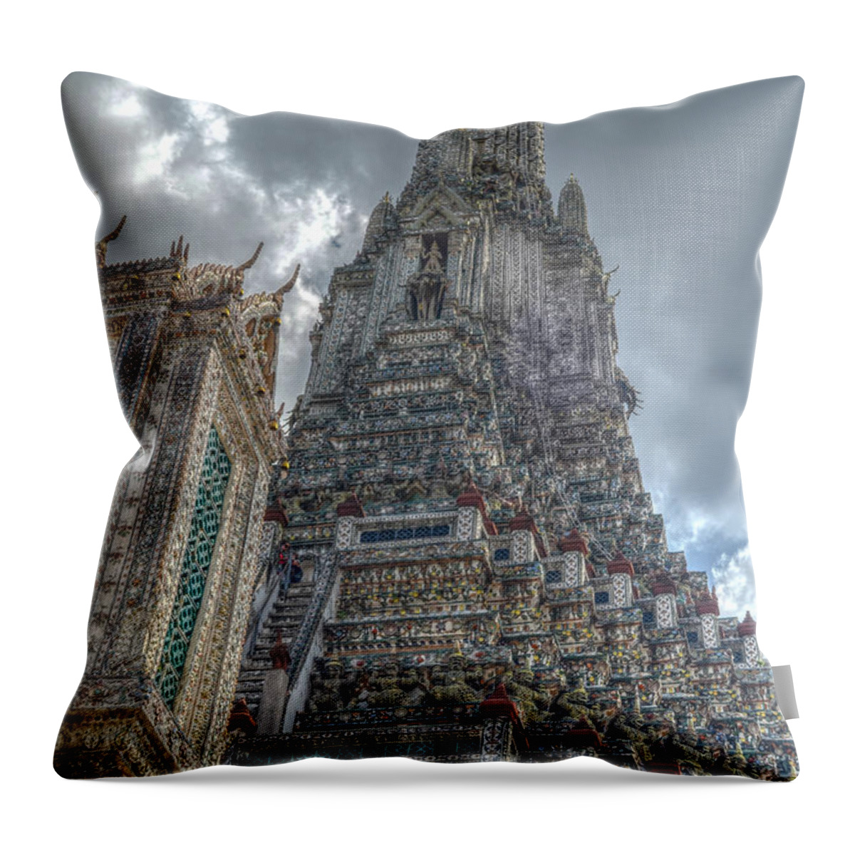 Michelle Meenawong Throw Pillow featuring the photograph Wat Arun by Michelle Meenawong