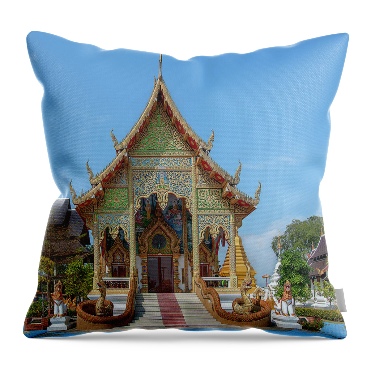 Scenic Throw Pillow featuring the photograph Wat San Pu Loei Phra Wihan DTHCM2258 by Gerry Gantt